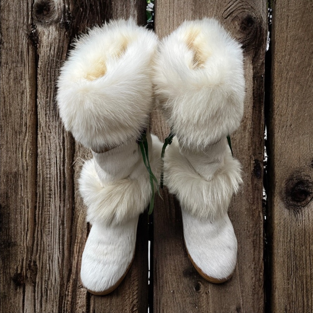 NWT Dalbello Diavolezza White Fur Boots Calf Hair & Real Fox Size 6.5 - Picture 4 of 7